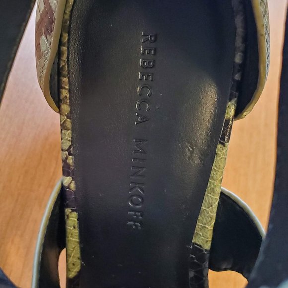 Rebecca Minkoff Kiley Nappa Snake Sabrina Sandals Shoes in Black/Thyme - 7B - Picture 14 of 16